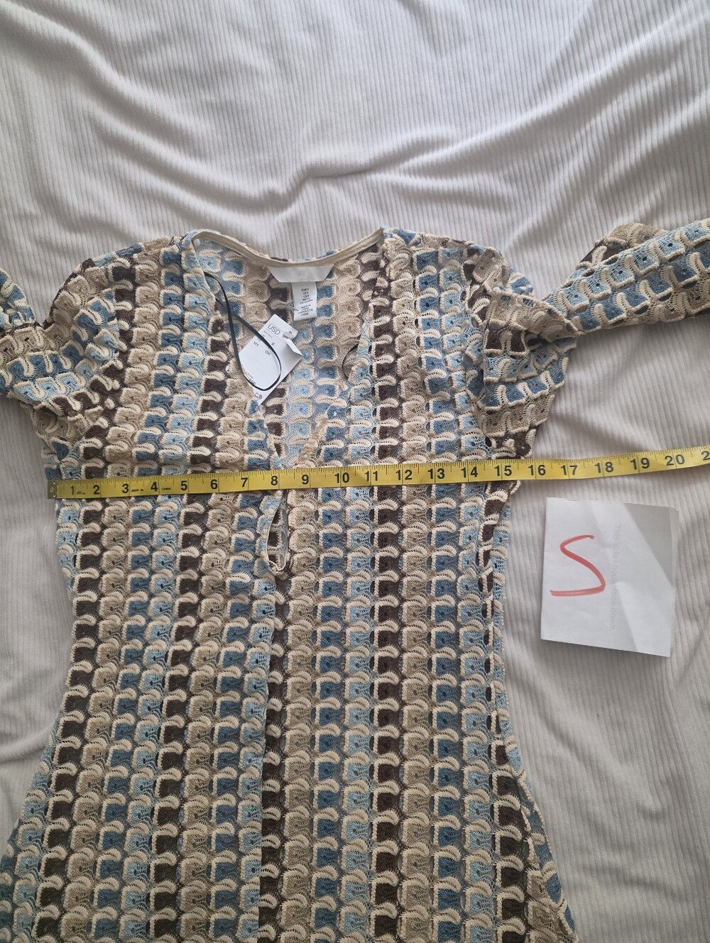 H&M Crochet-Look Maxi Dress Light beige/patterned Bnwt Unlined See-through - Picture 14 of 16